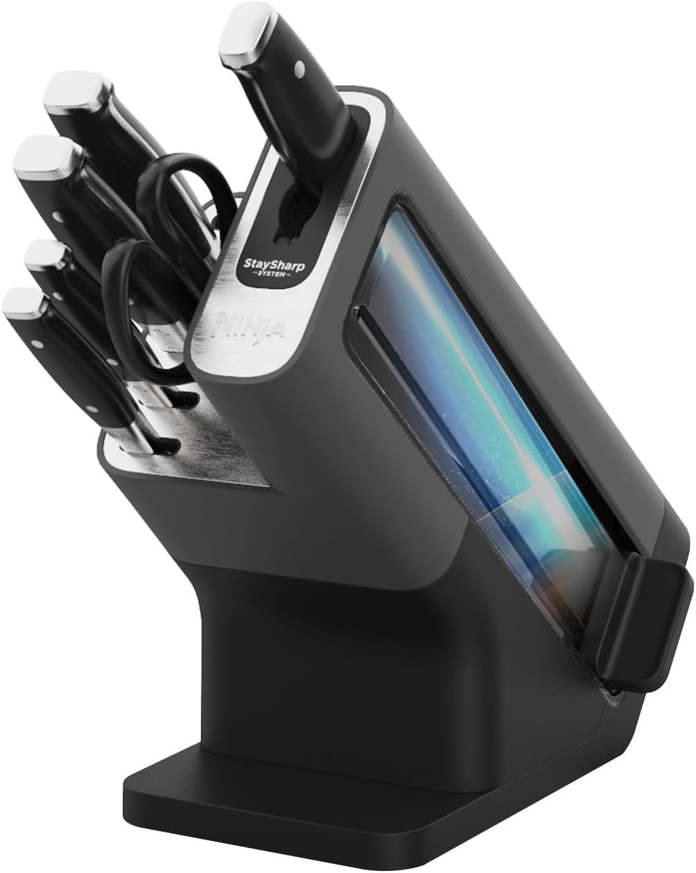 Ninja Foodi StaySharp Knife Block with Integrated Sharpener; 5 Knives and Scissors (1 pair), Sharp 6-Piece Knife Set; Chef, Bread, Slicing, Utility, Paring Knives & Scissors, Stainless Steel