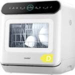 COMFEE' Table Top Dishwasher 7+3 Programs Mini Tabletop Dishwasher No Plumbing, 6L Built-in Water Tank, Hygiene Wash, Auto Door Open Drying, Baby Care, Energy Class D- White [Energy Class D]