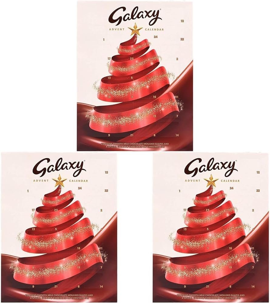 Galaxy Milk Chocolate Advent Calendar, 110g, Ideal for Christmas Chocolate Gift Box, or Snacks(pack of 3)